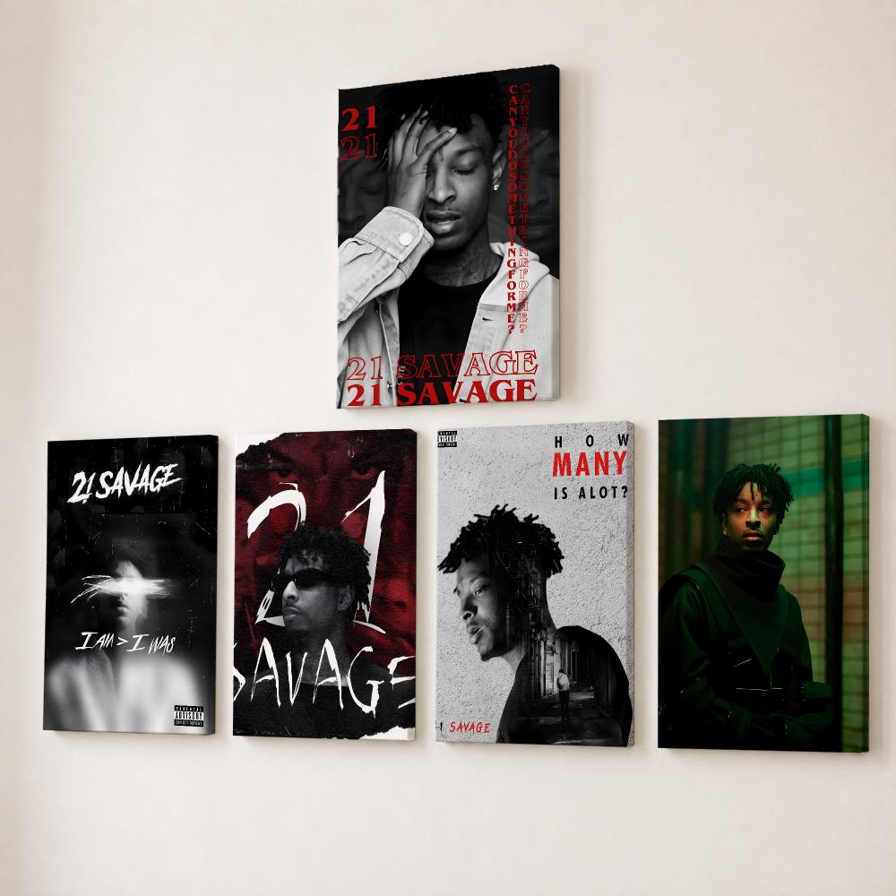 Canvas Wrap Ready - Beliebtes Singer-Rapper-21-S-Savage-Poster, HD-Leinwand-Wandkunst mit Innenrahmen, Galeriefertig,