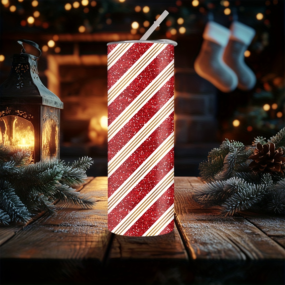 Tumbler 20Oz White - 1 Stück 20oz Weihnachts-Wasserflasche mit rot-weißem