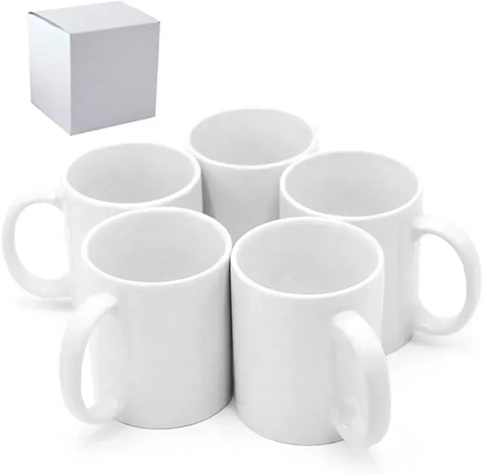 Sublimation Mug White - Sublimationsbecher, Tassen 11oz Sublimations-Keramik-Kaffeebecher, Weiße Tassen,